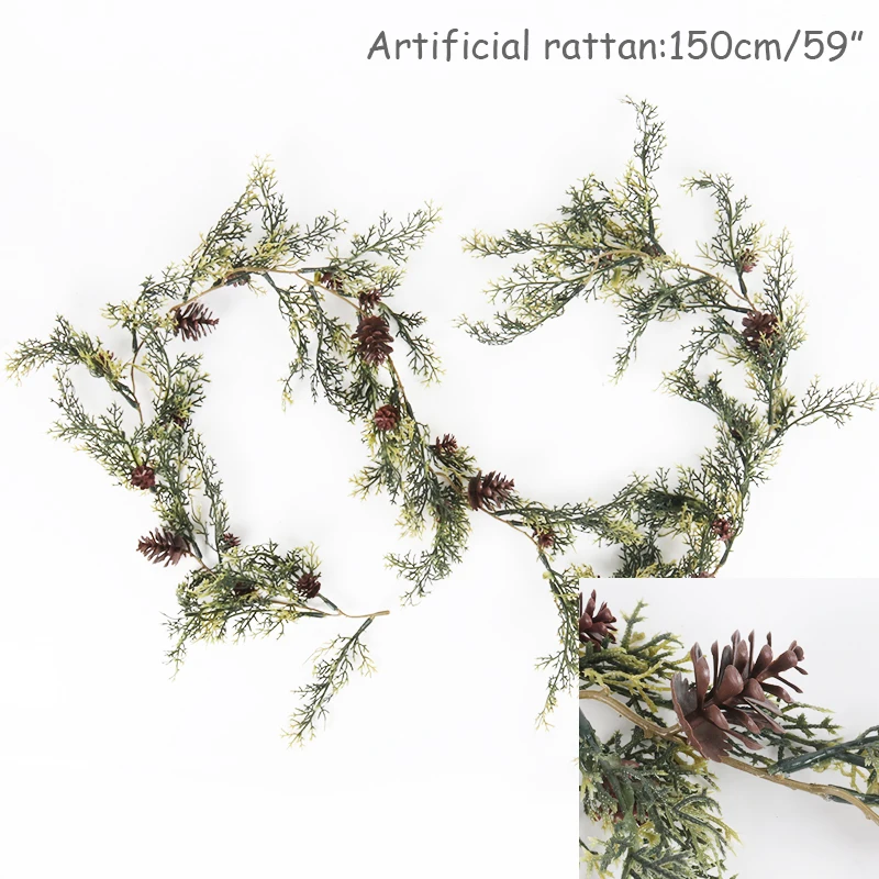 

Christmas Simulation Plants Pine Needles Pine Cones Snowflakes Red Fruit Vines Artificial Flowers Home Store Decor Holiday Decor