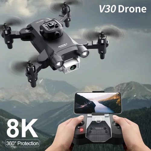 Mini Dron V30 WiFi FPV con cámara Dual 4K HD, Drones para evitar obstáculos, cuadricóptero RC plegable, regalo para adultos y niños, negro y gris