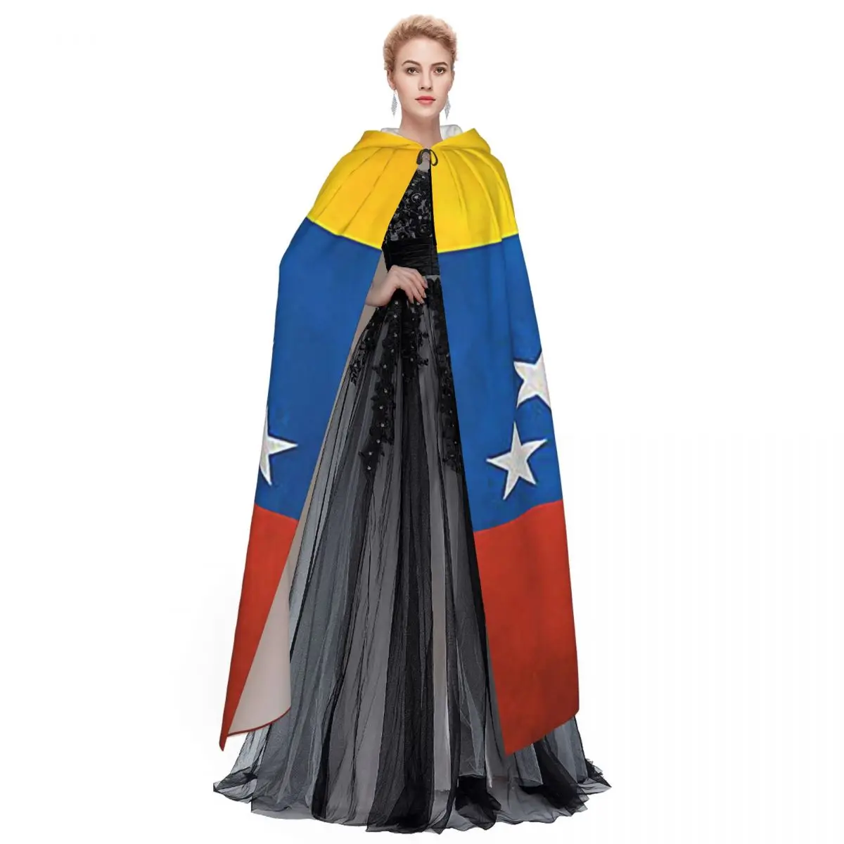 Venezuela Venezuelan Flag National Flag Of Venezuela Long Hooded Cloak Witch Medieval Costume Cosplay Cape HalloweenVampire