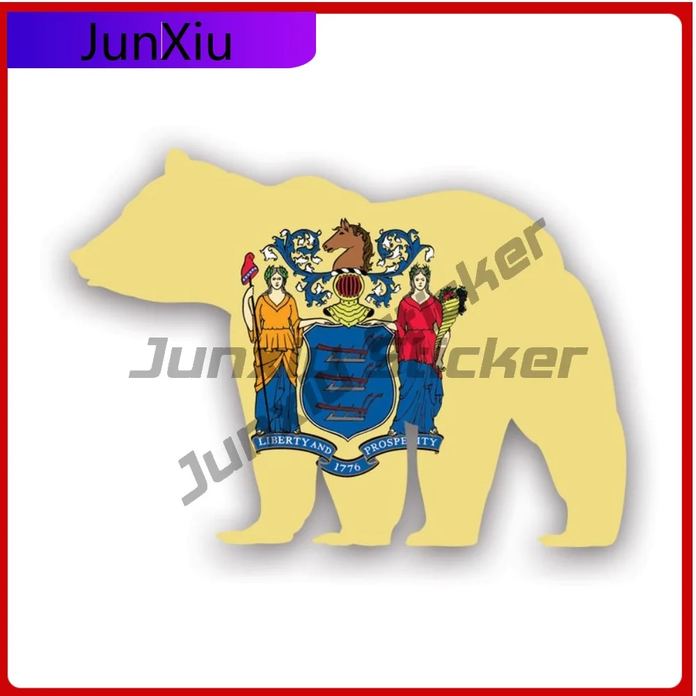 

New Jersey Bear Sun Resistant Weather Resistant Funny For Rear Windshield Car Window Motorcycle Removable Easy Apply Decoration