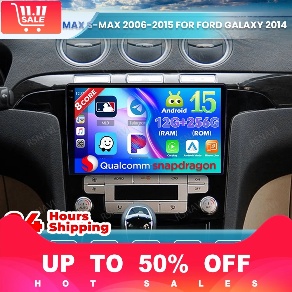 

Android 15 Car Radio For Ford S-MAX S MAX 1 2006 - 2015 5G WIFI Viedo Player Navigation DVD Autoradio 4G LTE Head Unit GPS BT