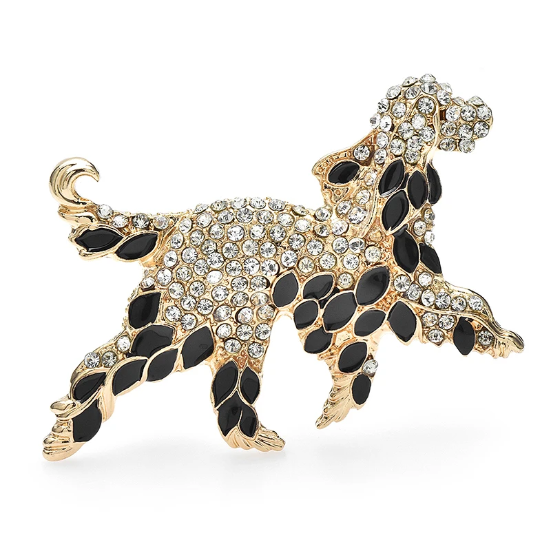 Wuli&baby Designer Lovely Dog Brooches For Women Unisex Rhinestone Enamel Puppy Animal Party Casual Brooch Pins Gifts