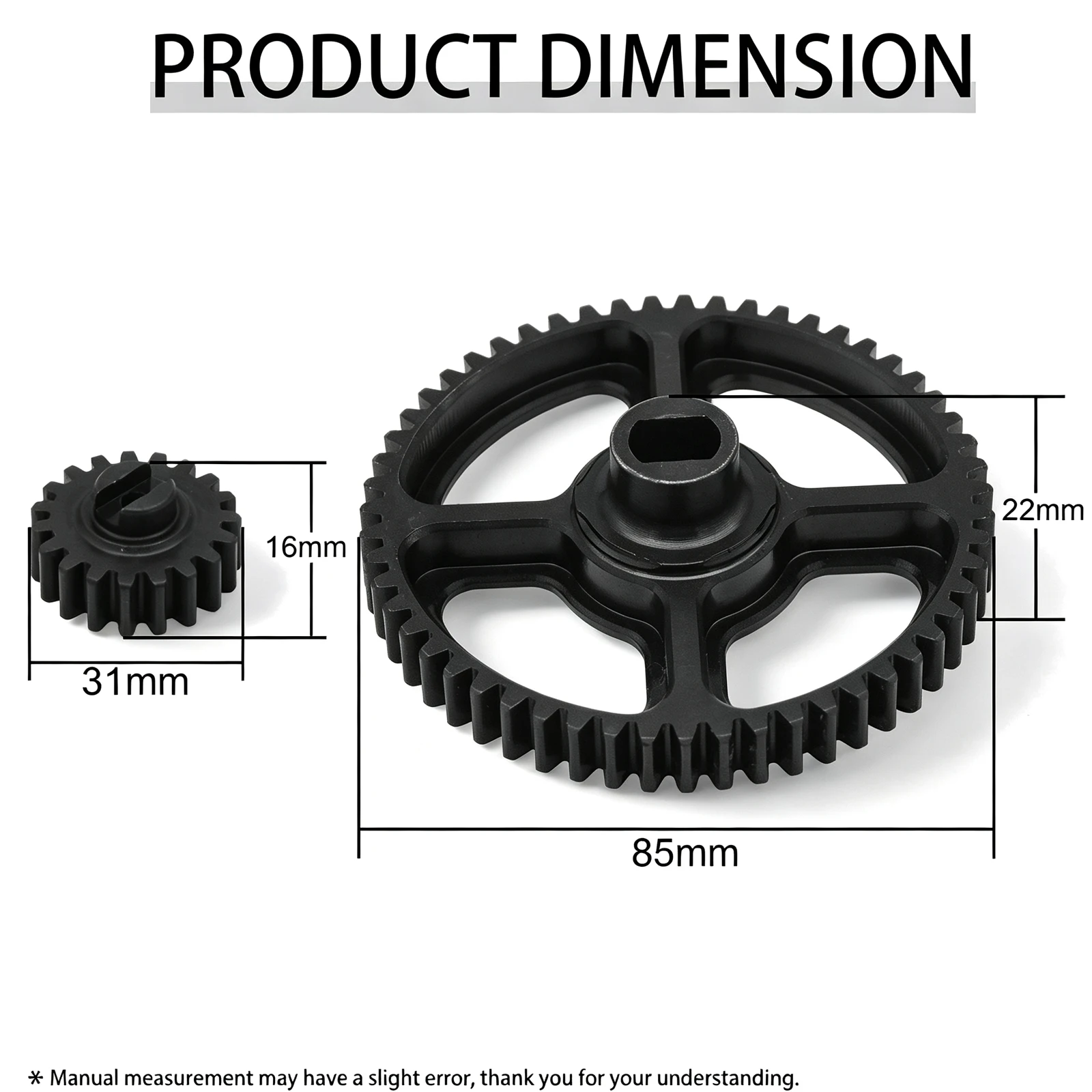 Upgraded 1/5 RC Heavy Duty Hollow Metal Transmission Spur & Pinion Drive Gear Set for HPI Baja 5B 5T 5SC Rovan