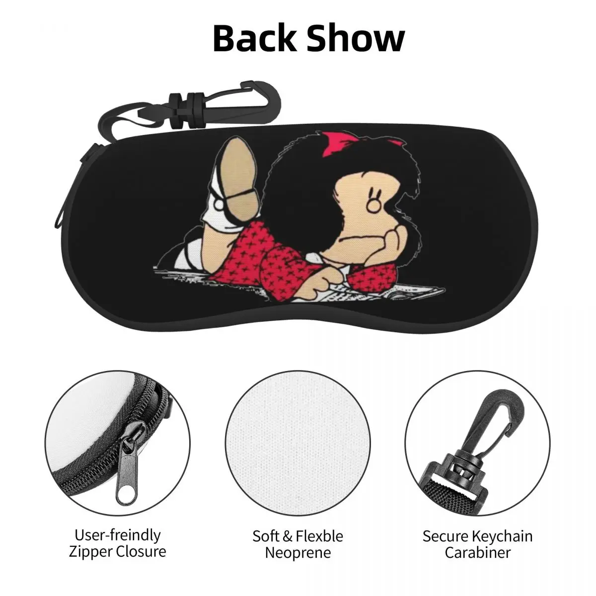 Custom Cute Mafalda Shell Eyeglasses Protector Cases Fashion Sunglass Case Argentine Cartoon Quino Comic Glasses Pouch