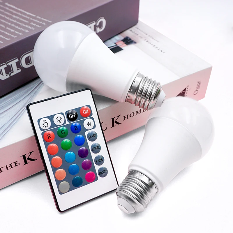 E27 Remote Control Lamp Led RGB Light Dimmable AC220V 7W RGBW Led Lamp Colorful Changing Bulb Led Lampada RGBW White Decor Home