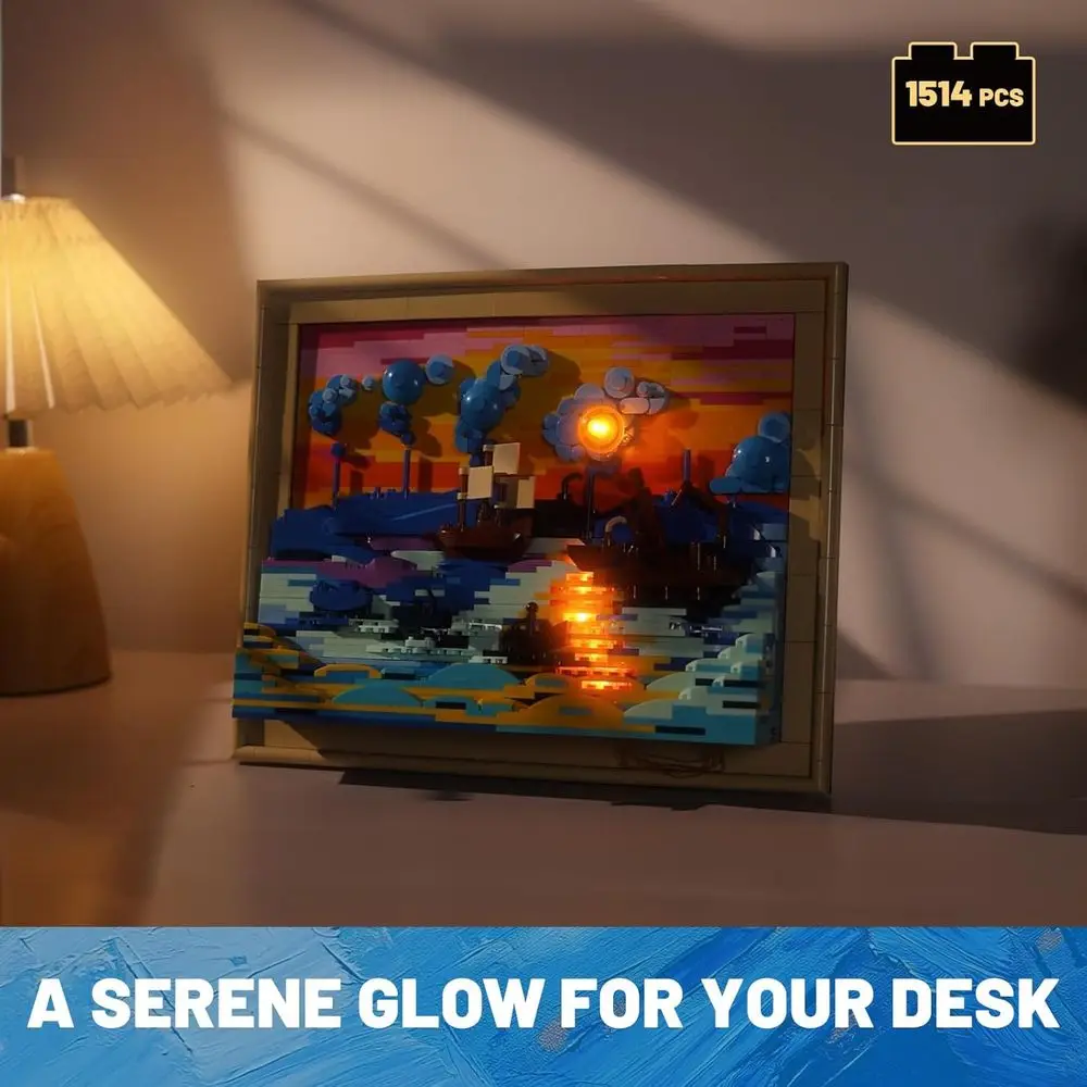 Kit blocco artistico Sunrise con impressione illuminata premium per adulti - Elegante decorazione da parete e regalo da collezione