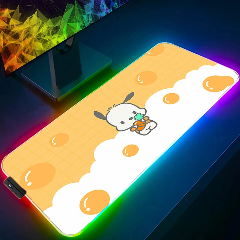 

RGB Mouse Pad P-pochacco Backlight Large PC Computer Gamer Gaming Accessories LED Kawaii XXL Mousepad Keyboard Desk Mat Carpet