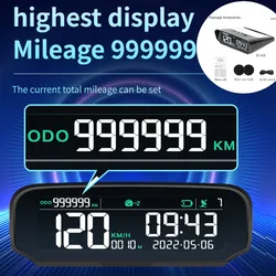 X100 Solar Car HUD GPS Head-up Display Digital Speedometer Odometer Altitude Over-speed Alarm Altitude USB & Solar Charging