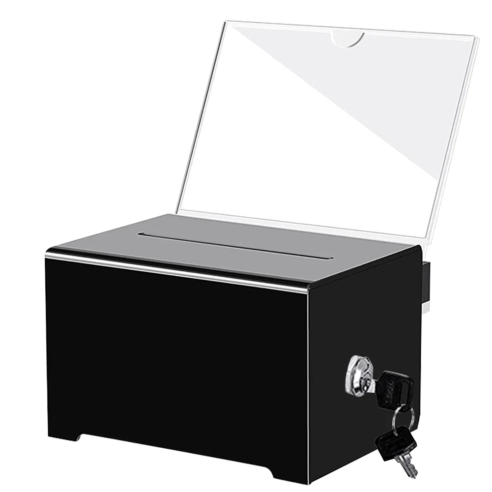 Acrylic Suggestion Box with Slot Raffle Ticket Container with Lock and Sign Holder Voting Box for Fundraising Donation Voting