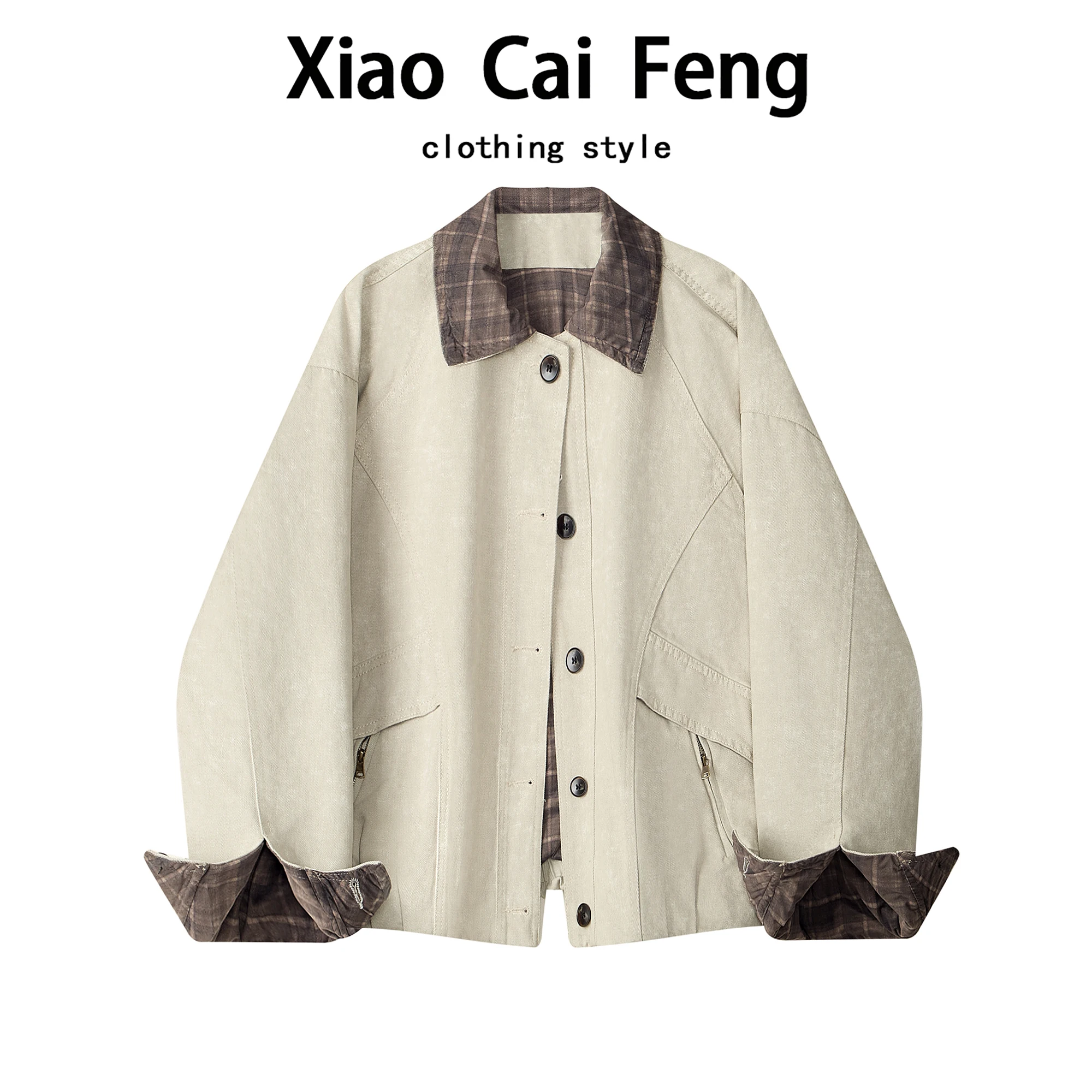 

Повседневная клетчатая рабочая одежда ort Jaet, женская осенне-зимняя свободная посадка, повседневный топ из Гонконга Sle Jaet для женщин