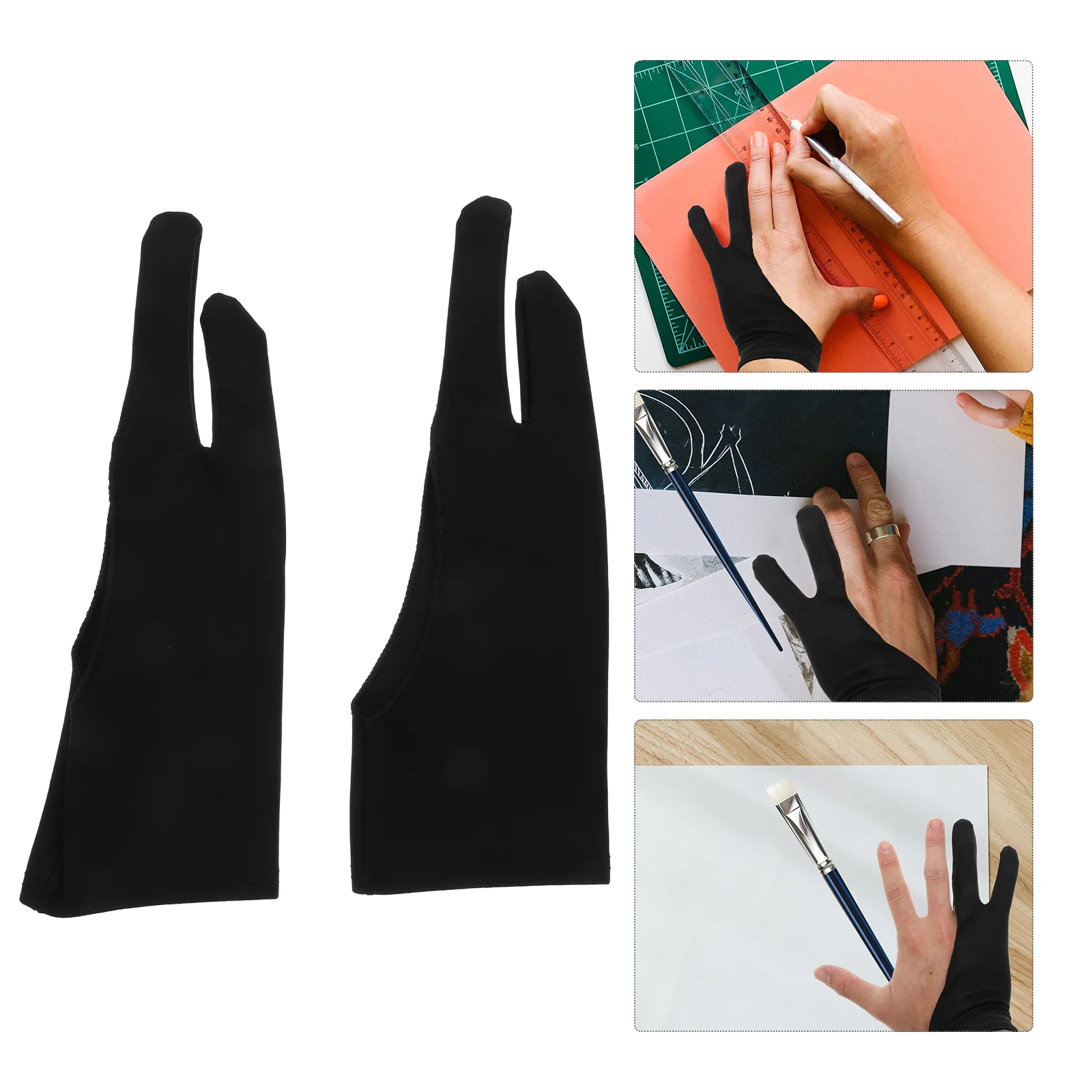 4 Pcs Painting Gloves for Men Sketch Mittens Drawing Tablet Two-finger Fabric Anti-Mishandling Man