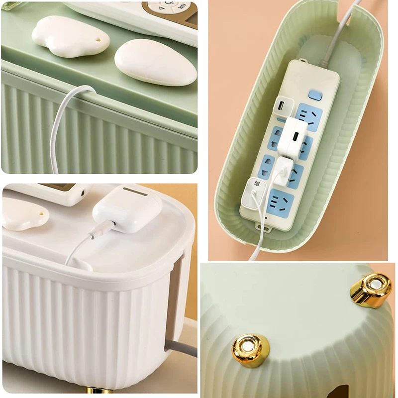 Stripe Wire Cable Storage Case Organizer Box Socket Plug Wireless WiFi Router Board Bracket for Household Bedroom Home Decor