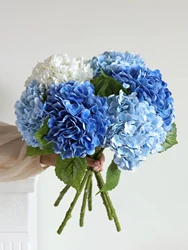Blue Artificial Hydrangea Flowers Real Touch Artificial Hydrangea Branches Decoration Wedding Bouquet Flower Arrangement