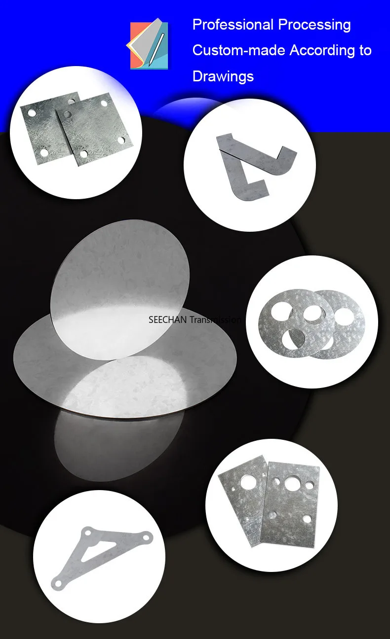 Galvanized Steel Circular Plate Dia 50/55/60/65/70/75/80/85/90/100/120/150/180/200/250/300mm Iron Sheet Metal Disc Thick 0.5-3mm