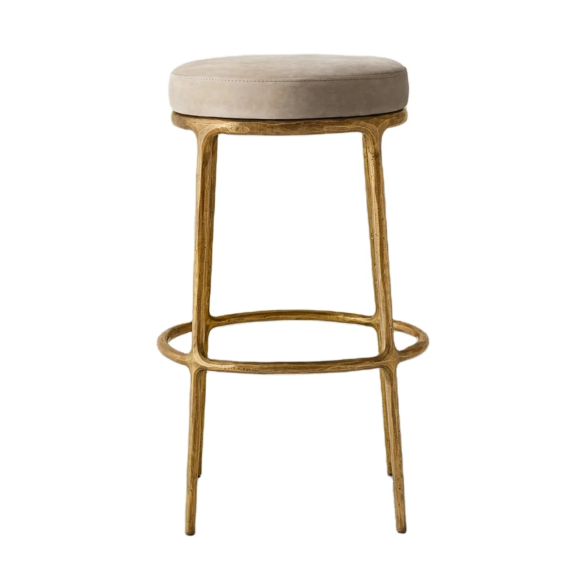 

American Style Modern Bars Custom Bar Stools Steel Golden Frame Gold for Bar Chairs Barstool Leather Stool
