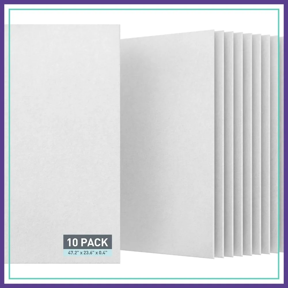 

10 Pack Acoustic Panels 47.2x23.6 Inches Sound Proof Foam for Echo Reduction, Home Studio & Office, White