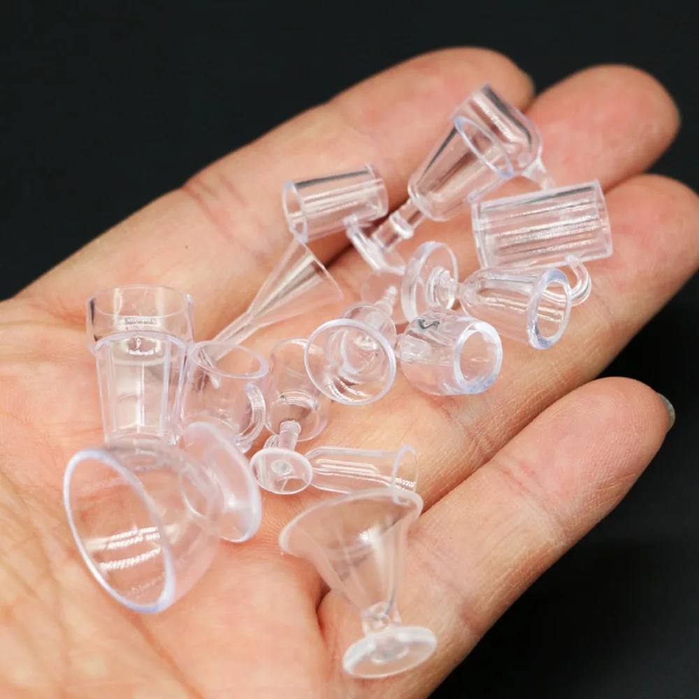 

10Pcs/Set Simulation 1:12 Dollhouse Furniture Red Wine Glass Water Cup Dollhouse Wine Glass Transparent Glass Model
