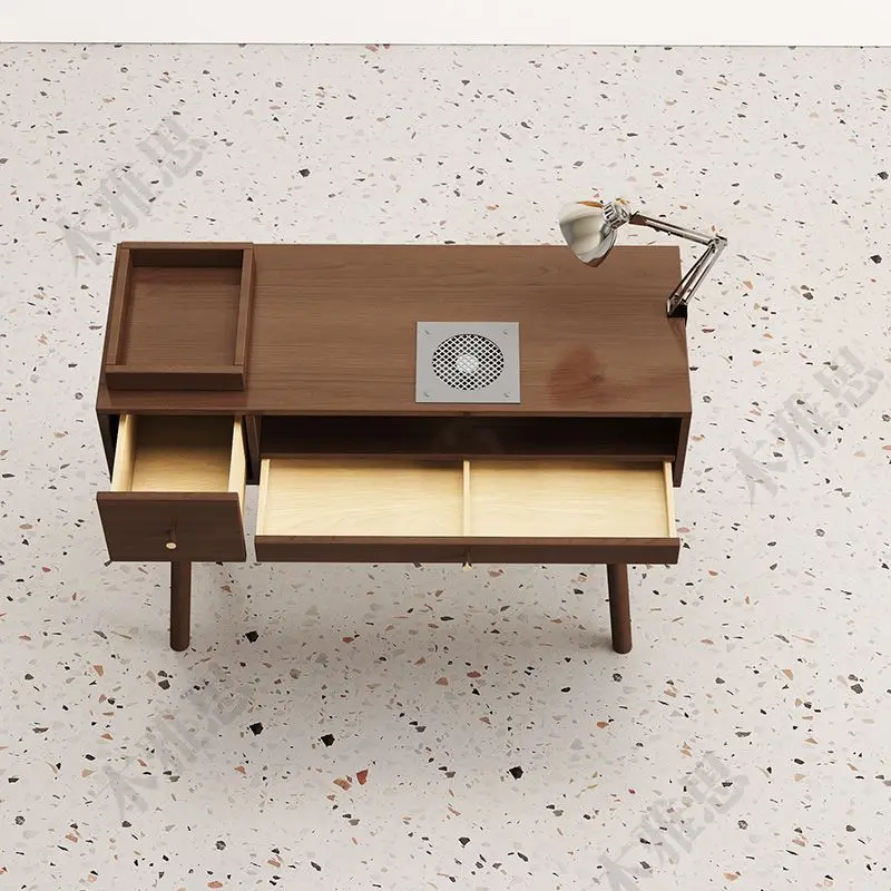 Retro style solid wood multi-drawer storage with vacuum cleaner manicure table single double American manicure table and chair s