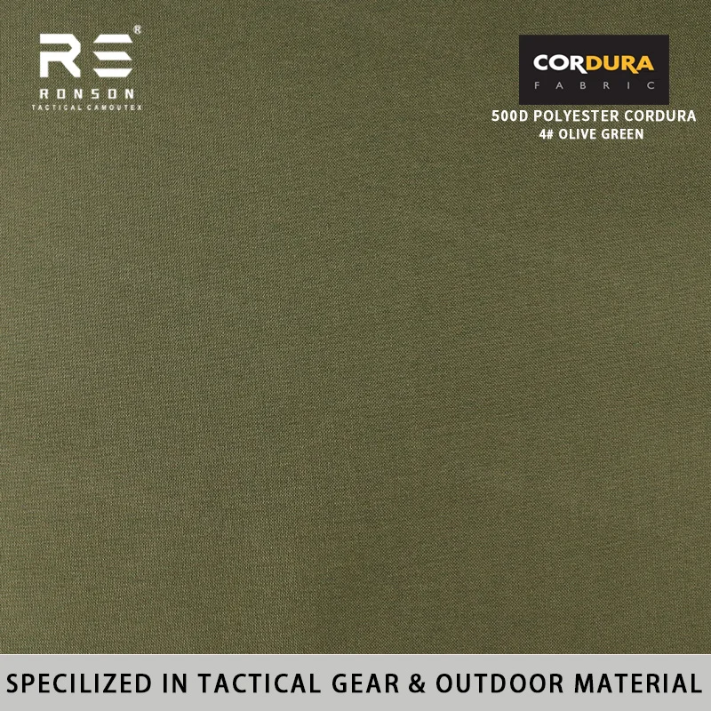 100% Waterproof 500D Polyester Cordura Fabric Olive Green Color Tactical Outdoor Material for Luggage Bags Ronsontex in Stock
