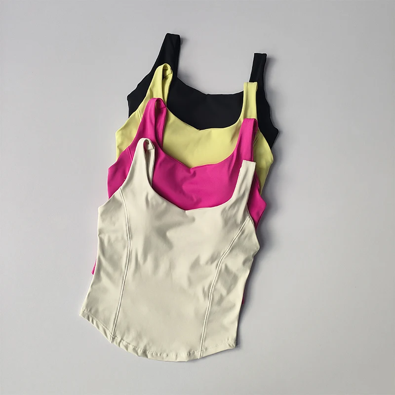 Hochfestes Rücken-Fitness-Tanktop, Damen-Lauf-Sport-BH, stoßdämpfend, hochelastisch, mit Raffung, Nude-Yoga-BH, zum Tragen über der Kleidung – Detail 11
