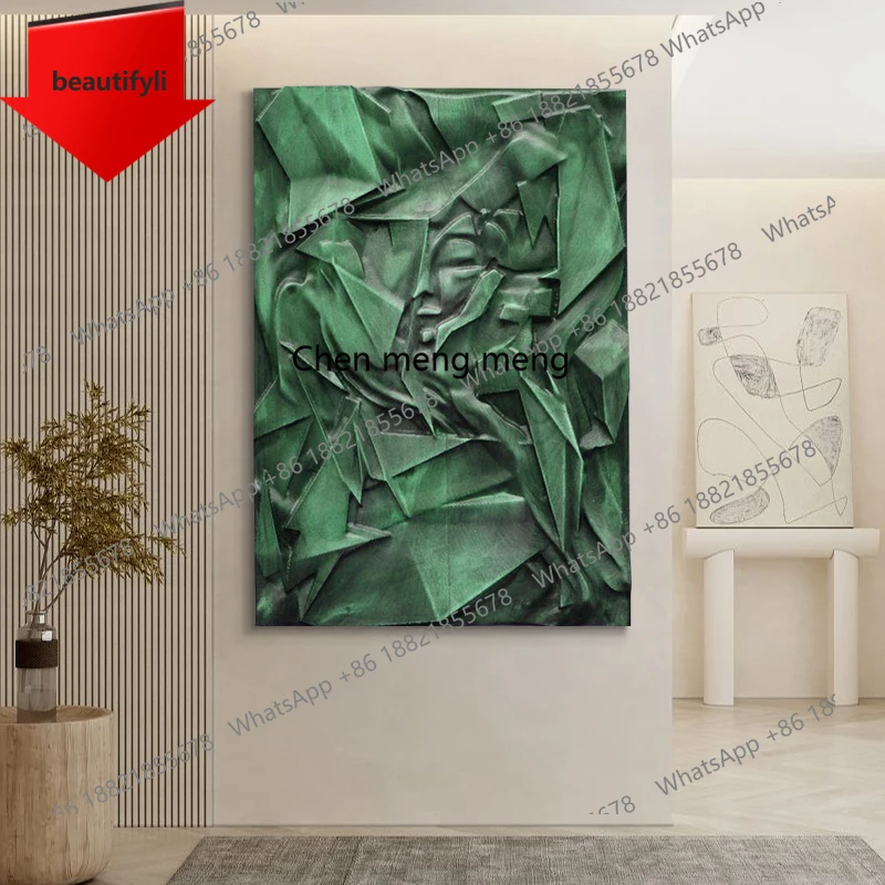 

M07 Three-dimensional wood carving porch decorative painting corridor mural retro living room sofa hanging painting