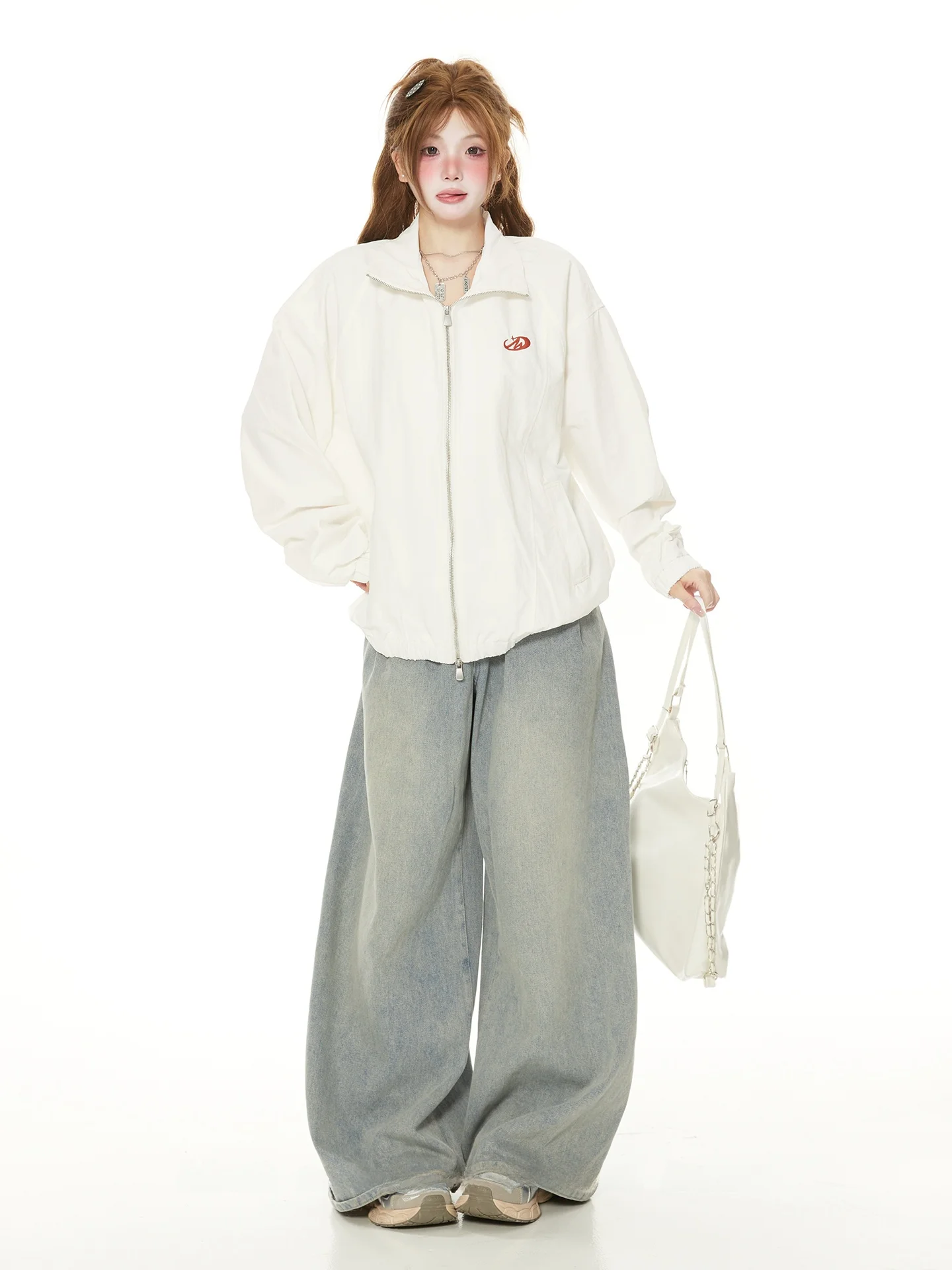 

Новая женская тонкая куртка свободного кроя в стиле кэжуал, с воротником-стойкой, в американском уличном стиле, для ранней весны, от китайского трендового бренда.