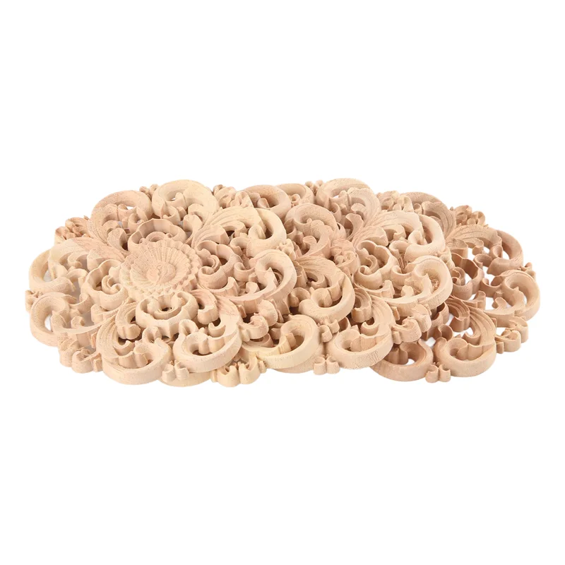 A47F-4szt. Drewniane Rzeźbione Nakładki Aplikacje Niemalowane Drewniane Aplikacje Vintage Europejski Styl Rzeźbione Naklejki do Dekoracji Mebli