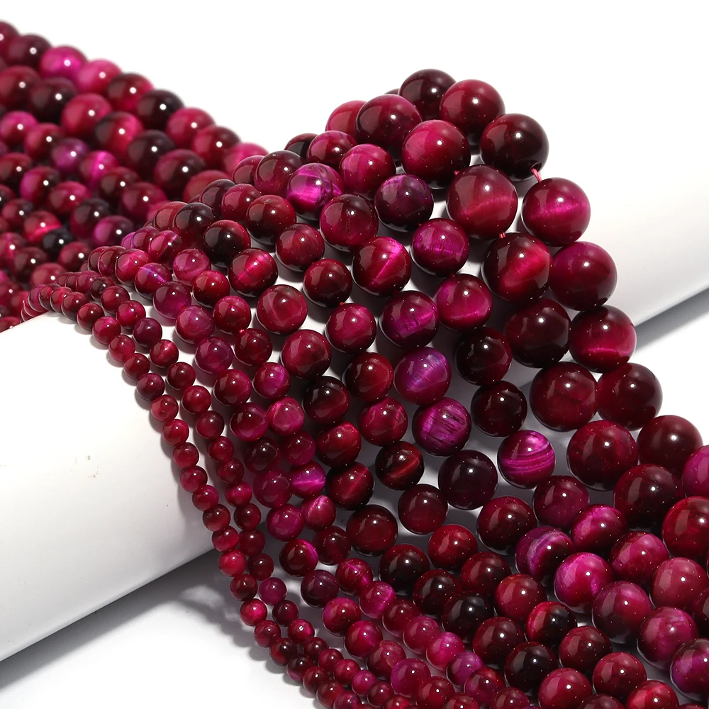 4 6 8 10 12 mm Naturstein Pink Tigerauge Perlen Runde Spacer Perlen für Schmuckherstellung DIY Charm Armband Nacklace Zubehör