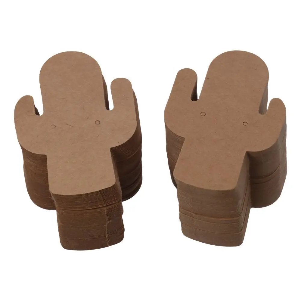 크래프트 종이 선인장 귀걸이 카드, 쥬얼리 카드, 선인장 모양 다크 브라운 귀걸이 디스플레이 카드, 선인장 모양 귀걸이 카드, DIY 공예