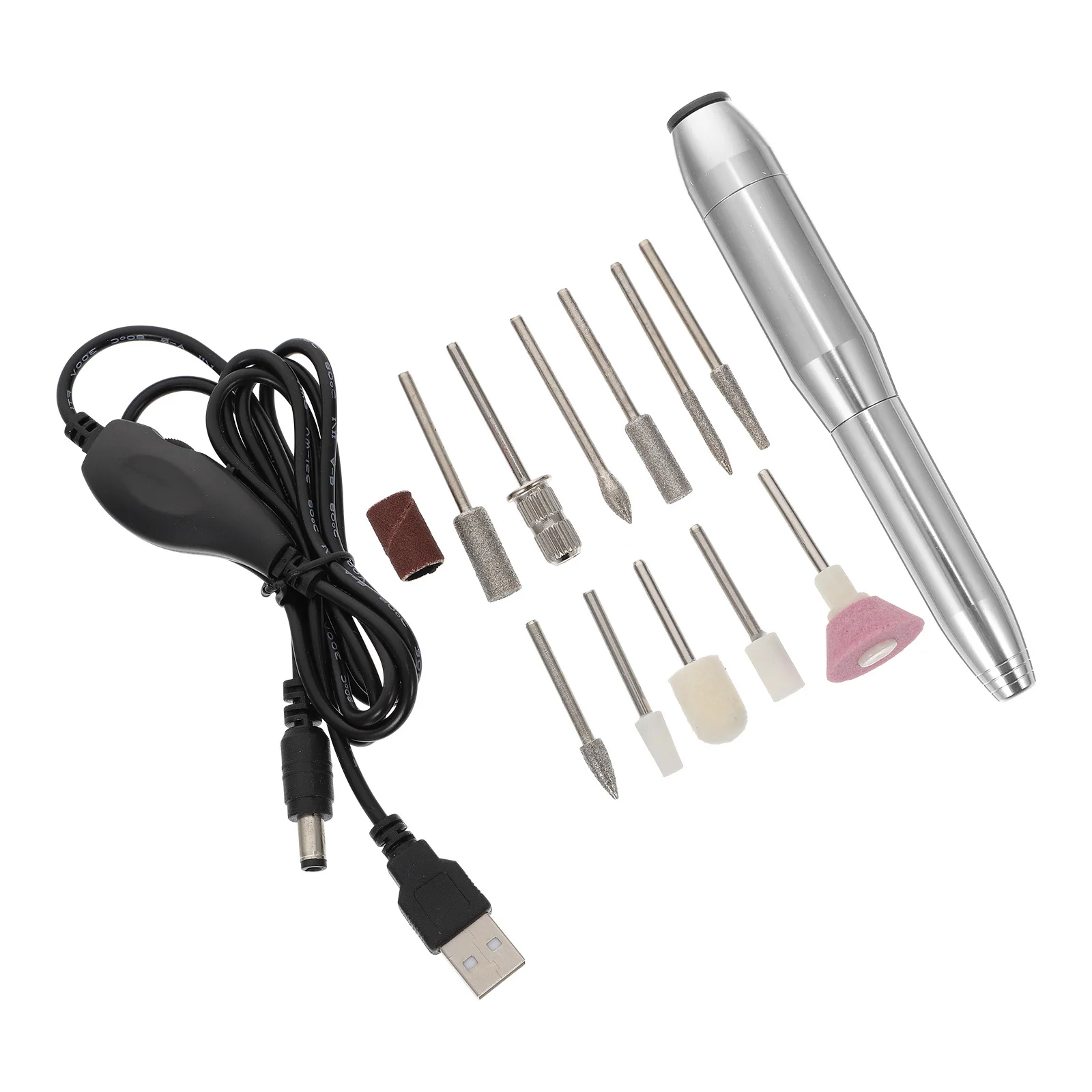1Set elektrische nagelvijlboorset Lichtgewicht stille motor voor manicure polijsten Hoge snelheid draagbaar USB-opladen met schuren