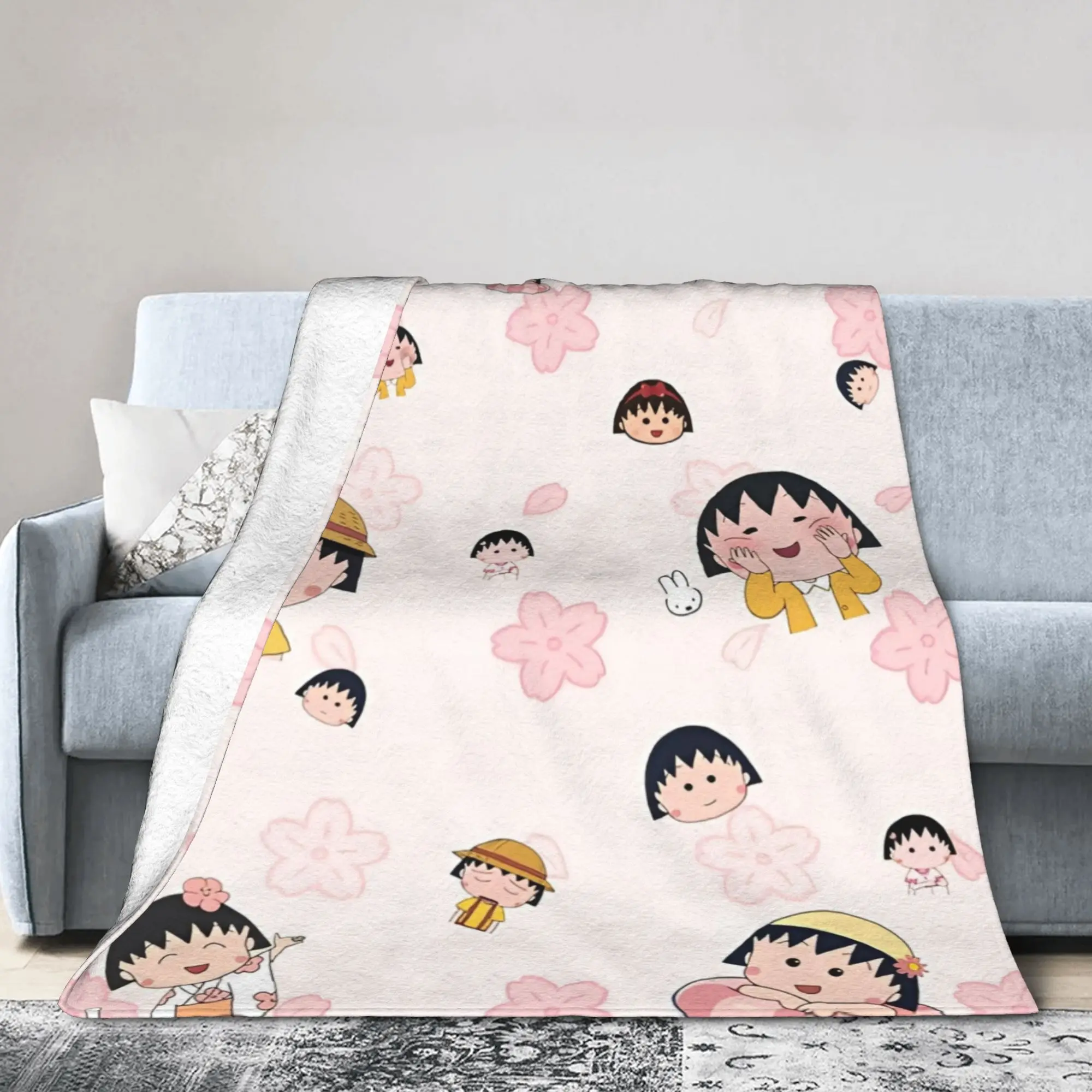 Comfortable chibi maruko chan Japan Anime Blanket Accessories Bedding Decorative  Throw Blanket Warm Velvet for Travel