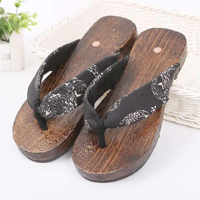 Anime Ninja ฤดูร้อน Clogs รองเท้าแตะผู้ชายผู้หญิงคอสเพลย์รองเท้าสไตล์จีน Dragon Stripe Flip Flops Geta Unisex SAMURAI รองเท้าแตะ