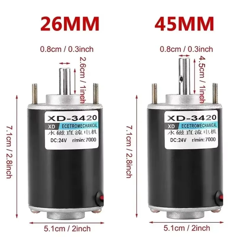 XD-3420 Permanentmagnet-Gleichstrommotor, 12 V/24 V, 3500/7000 U/min, 30 W, universeller einstellbarer Umkehrmotor, Gleichstrom-Geschwindigkeitsmotor, hohes Drehmoment – Detail 2
