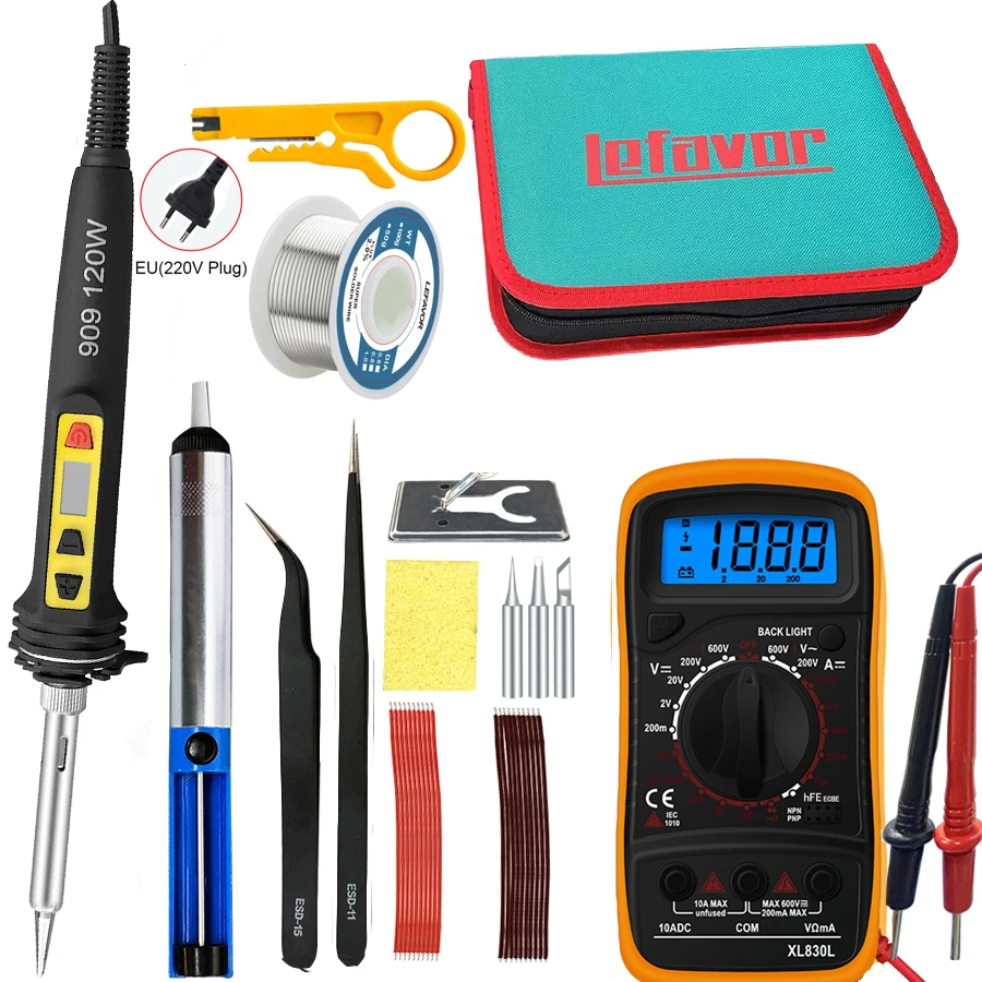 100 W/120 W Digitale Lötkolben Kit Reparatur Löten Werkzeug Set Elektrische Lötkolben Dual Kalibrierung Temperatur 200-600C