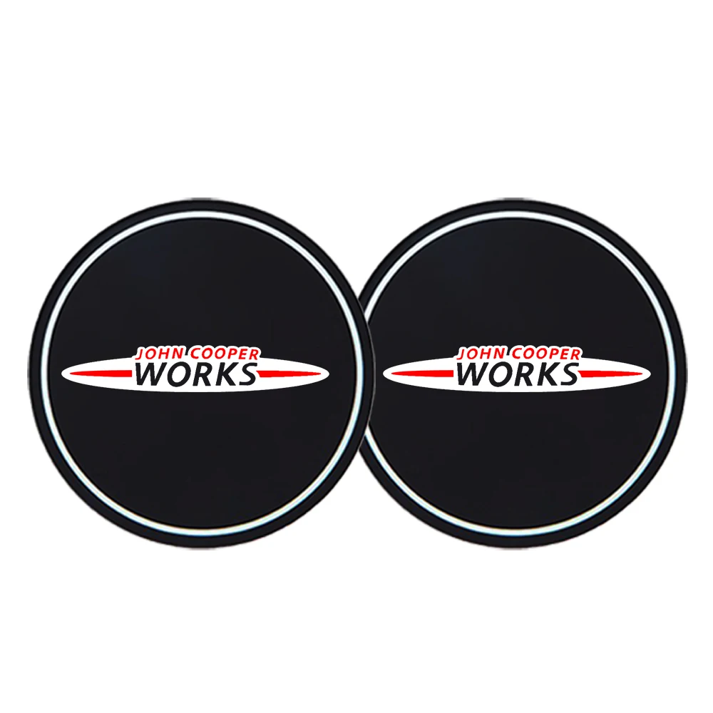 2Pcs Car Coasters Water Cup Slots Non-Slip Mat Waterproof Water Cup Mat Drink Pad For Mini Cooper One S JCW R55 R56 R58 R59 R60