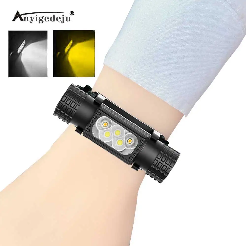 Weiß gelb LED tragbare Licht Armband Riemen Nacht Radfahren Laufen Angeln Lampe Handgelenk Armband Typ C Armband Lampe Taschenlampe