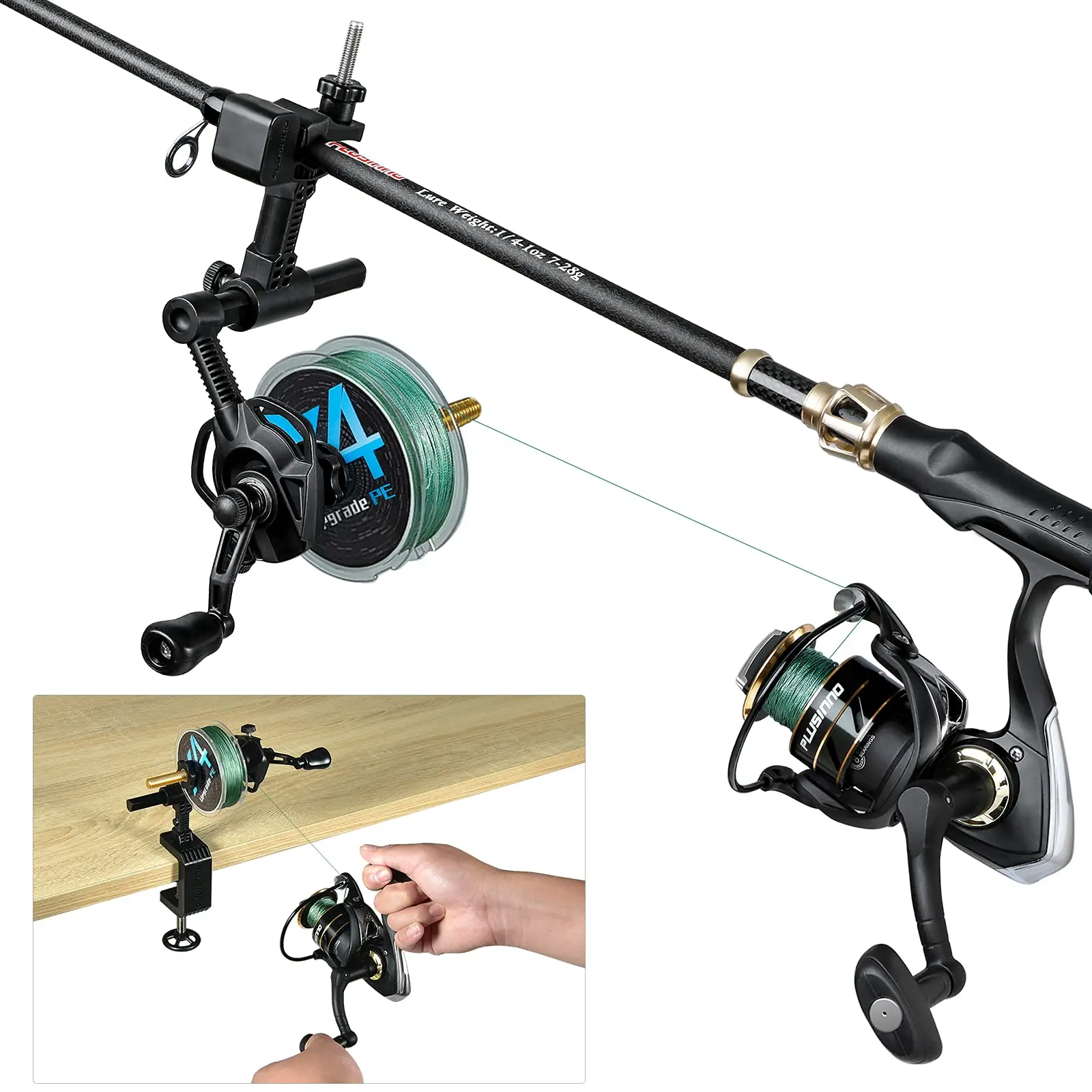 PLUSINNO Portable Fishing Line Spooler with Clamp Fishing Reel Line Spooling Tool