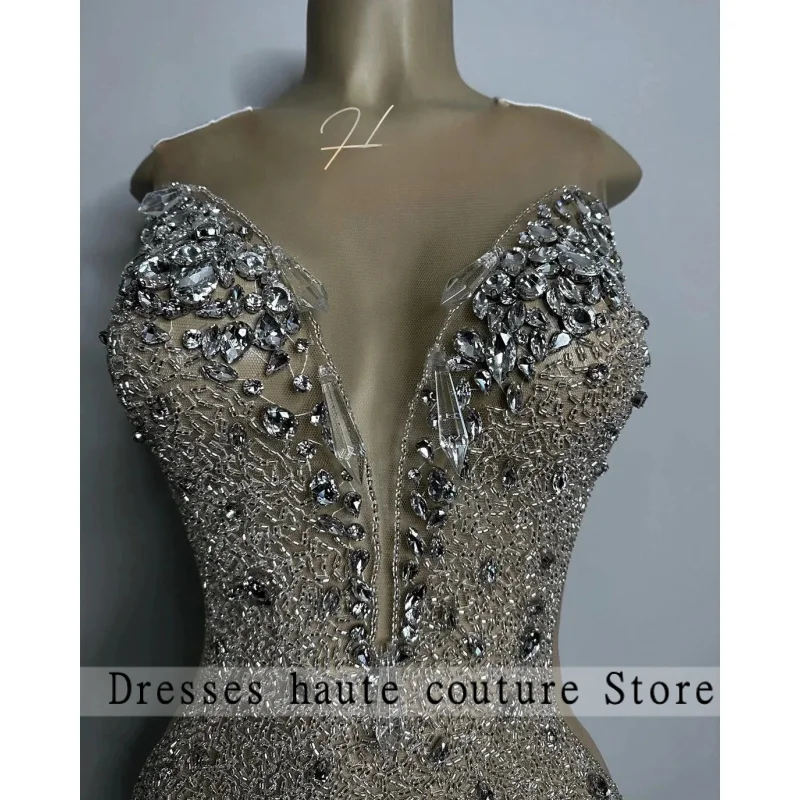 Robes de bal courtes de luxe sexy avec cristaux transparents pour filles noires voir à travers les robes de cocktail afro-américaines fête d'anniversaire Homec