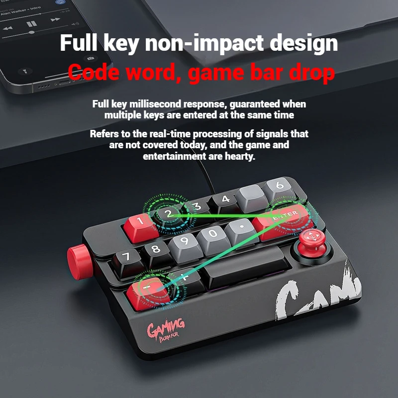 لوحة مفاتيح الألعاب الميكانيكية الجديدة مقبض الروك برمجة ماكرو مخصص Rgb 19key زر صغير لوحة مفاتيح الألعاب الرقمية Macropad Numpad