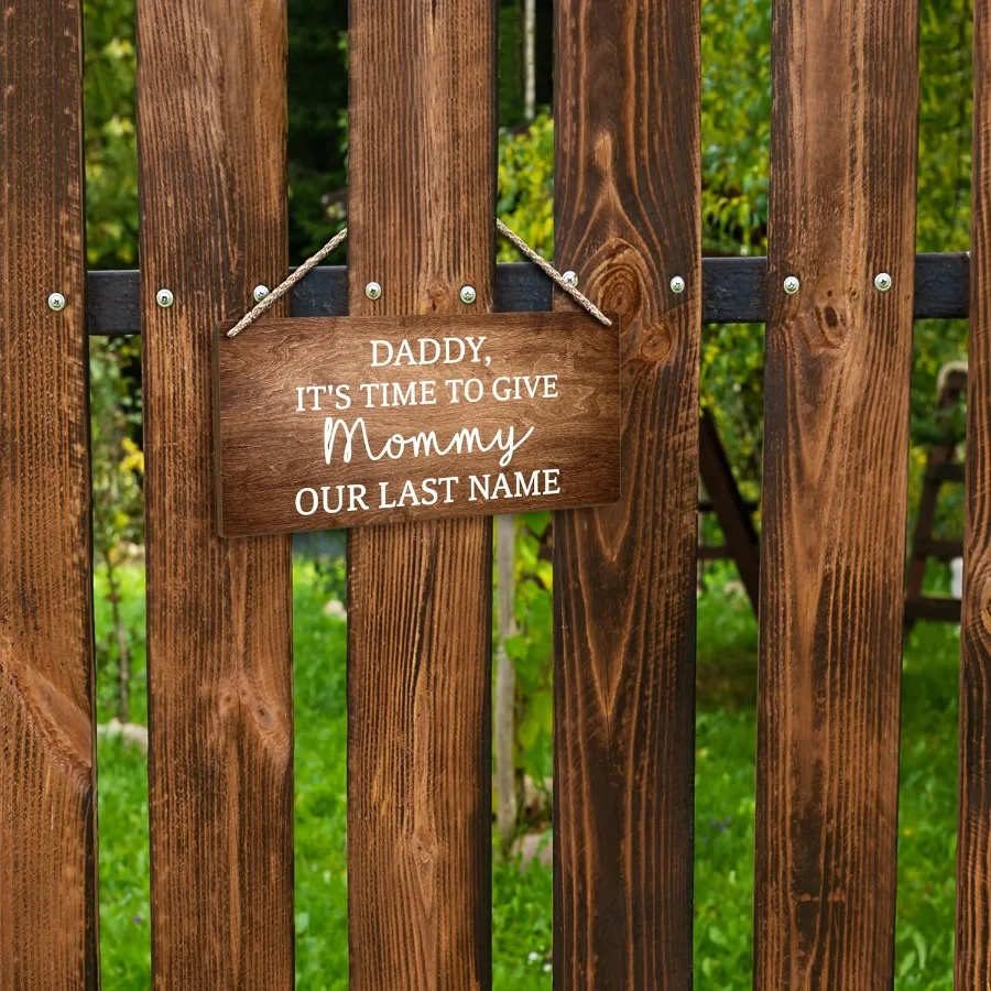 الأب حان الوقت لإعطاء الأم لدينا آخر لي الزفاف علامات خشبية معلقة 12x6 آخر لي علامات لحامل خاتم الزفاف علامة WeddingSi