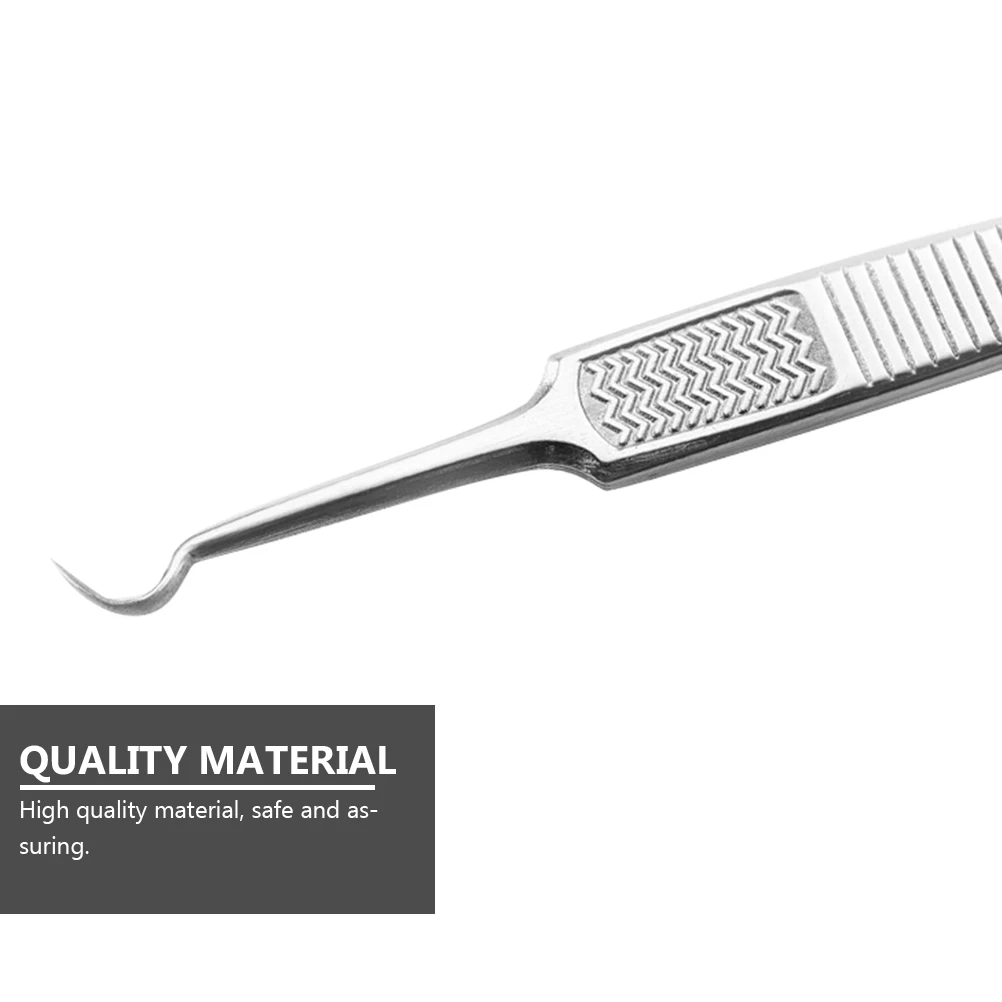 

3pcs Elbow Acne Clip Stainless Steel Pimple Tweezers Set Tool Kit Wide Extrusion Ring Hook Design Portable