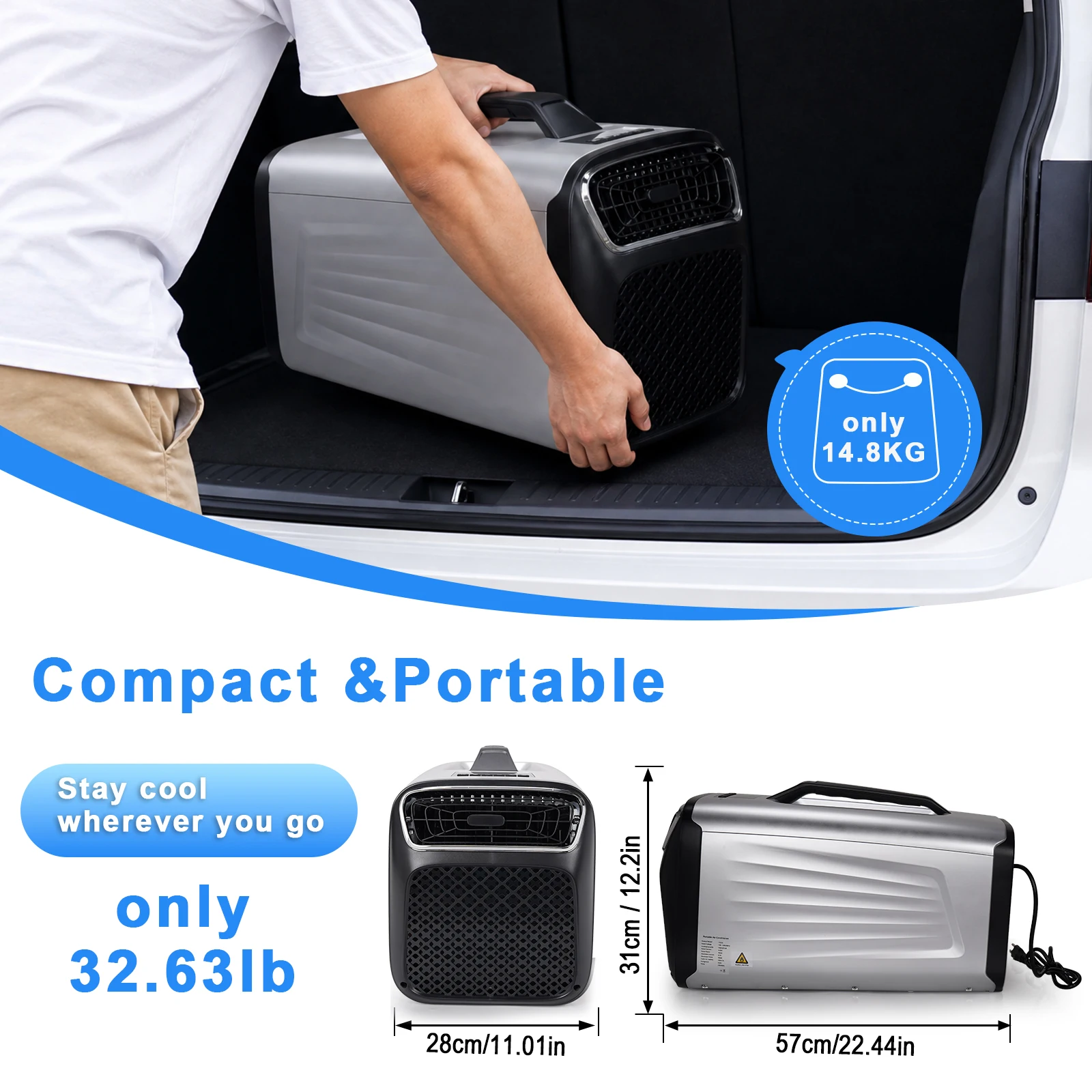5200BTU Portable Mini Air Conditioner Lightweight Electric Cooling Fan Outdoor Tent Camping Air Cooler Indoor RV Bedroom Personal Cooler - view 3