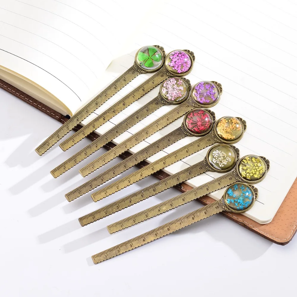1Pcs Vintage Metal Flower Bookmark Multifunctional Ruler for Classical Style Reading and Page Marking Students