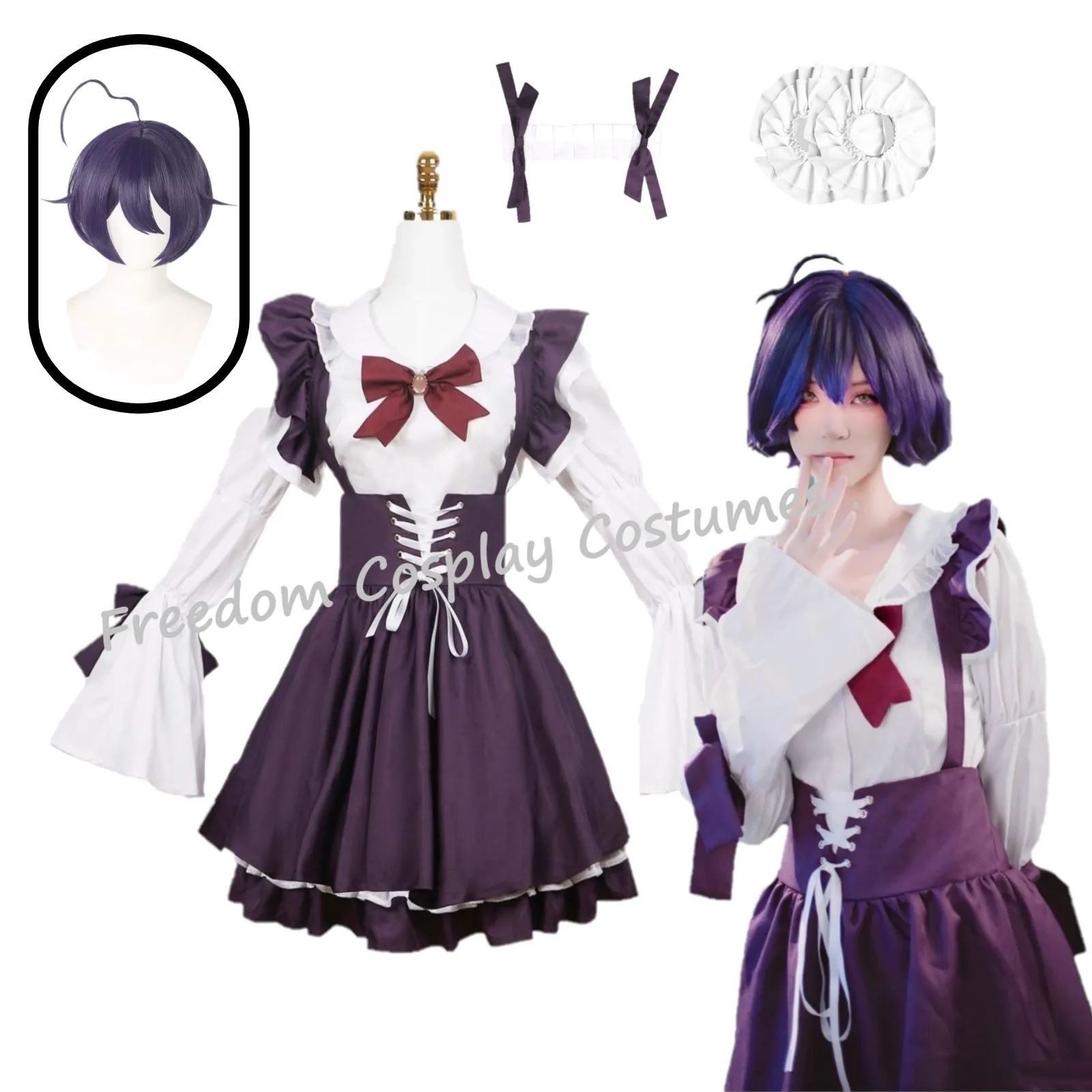 

Hiiragi Utena Cosplay Anime Gushing Over Magical Girls Utena Hiiragi Maid Dress JK Sexy Uniform wig Halloween Costumes Women