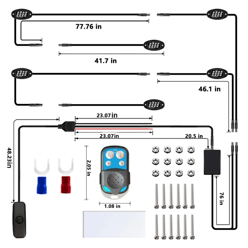 2023 New 6 Pods LED Rock Light Waterproof Remote Control Underglow Light Trail Rig Lamp Universal for Off Road Truck Pickup