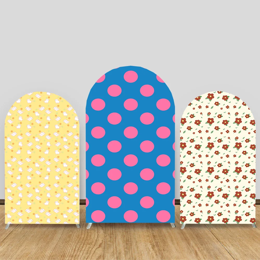 

Custom 2-Sided Polka Dots Pink Arch Girls First Birthday Party Baby Shower Cover Chiara Arch Background Decor Backdrop