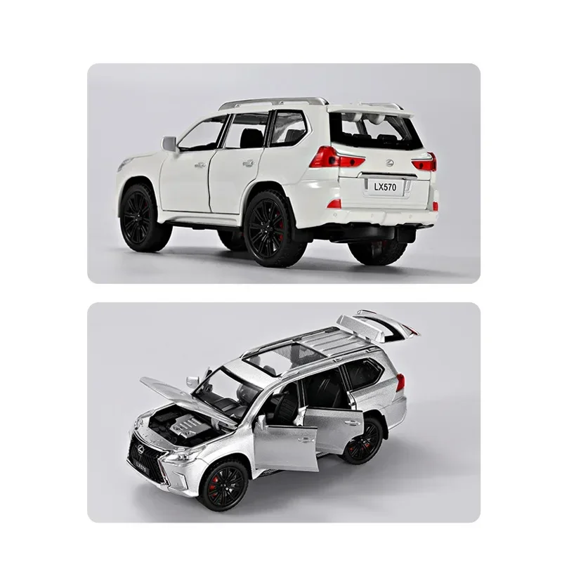 1:22 LEXUS LX570 SUV Geländewagen Simulation Diecast Metalllegierung Modellauto Sound Licht Zurückziehen Sammlung Kinder Spielzeug Geschenke