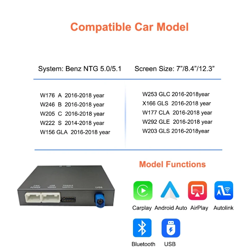 Draadloze CarPlay voor Mercedes Benz C/GLC/S Klasse W205 W253 NTG5.0 systeem Mirror Link Decoder Box Interface Android Auto