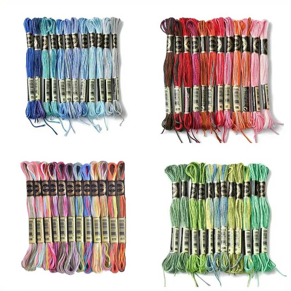 12 Skeins Gradient Color Cross Stitch Floss Embroidery String 6 Strands Friendship Needlepoint Yarn for Sewing Bracelet Making