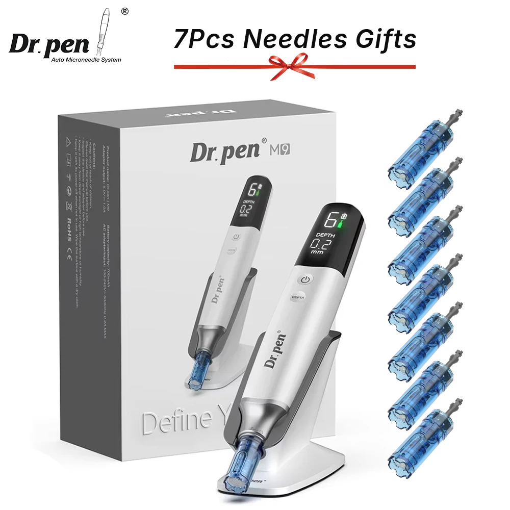 Authentic Dr. pen M9 With 7 pcs Needle Pin Anti Back Flow Microneedling Pen Skincare Wireless Derma Pen Needle length 0.25 mm